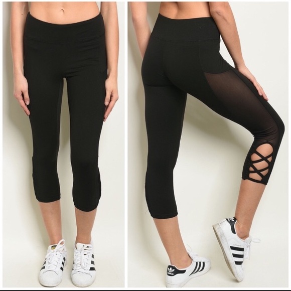 Pants - Flash sale! Comfortable Black Mesh Capri Leggings